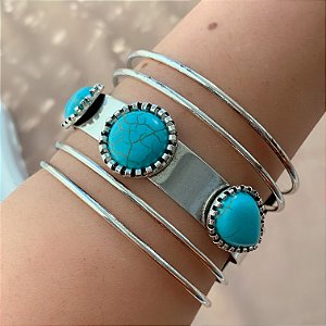 PULSEIRA / BRACELETE BOHO CHIC PRATEADO BIJU