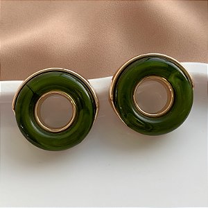 BRINCO CÍRCULO VAZADO RESINADO G2 DOURADO BIJU