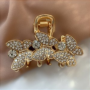 PRESILHA UNITÁRIA BORBOLETAS STRASS BIJU