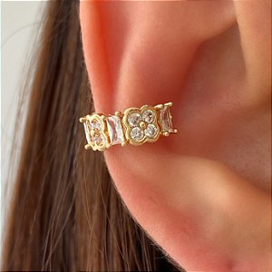 PIERCING FAKE TREVO PEDRAS ZIRCÔNIAS BIJU