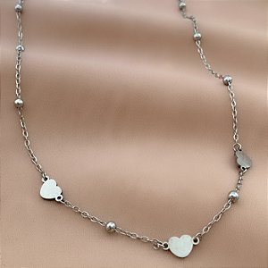COLAR CORAÇÕES BOLINHAS AÇO 316L⭐️
