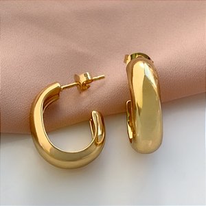 BRINCO ARGOLA GROSSA OVAL P DOURADO AÇO 316L⭐️