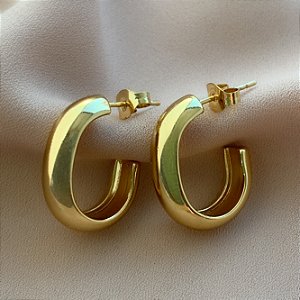 BRINCO ARGOLA GROSSA OVAL P DOURADO AÇO 316L⭐️