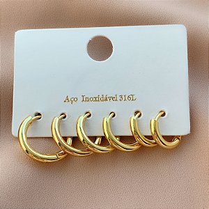 BRINCO KIT ARGOLINHAS FINAS P DOURADO AÇO 316L⭐️