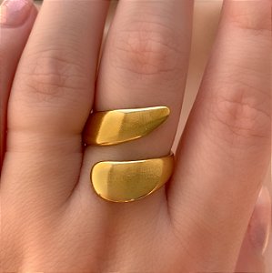 ANEL REGULÁVEL FIO ACHATADO BOLEADO DOURADO AÇO 316L PREMIUM⭐️