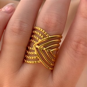 ANEL REGULÁVEL TEXTURAS DOURADO AÇO 316L PREMIUM⭐️