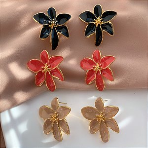 BRINCO FLOR LÍRIO ESMALTADA G1DOURADO AÇO 316L PREMIUM⭐️