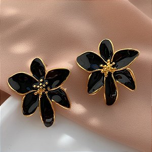 BRINCO FLOR LÍRIO ESMALTADA G1DOURADO AÇO 316L PREMIUM⭐️
