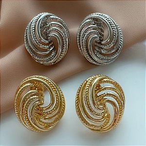 BRINCO OVAL FIOS LISOS E TORCIDOS ENTRELAÇADOS BIJU