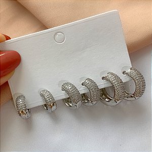 BRINCO KIT ARGOLINHAS ZIRCÔNIAS PAULA BIJU