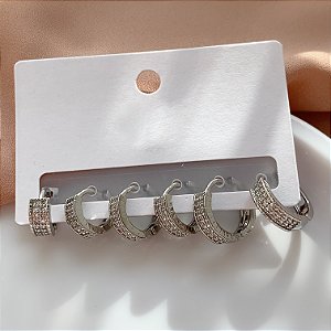 BRINCO KIT ARGOLINHAS ZIRCÔNIAS HELLEN BIJU