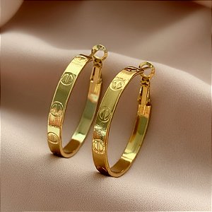 BRINCO ARGOLA INSPIRAÇÃO CARTIER M DOURADO AÇO INOXIDÁVEL 316L⭐️