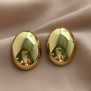 BRINCO OVAL G LISO DOURADO AÇO 316L⭐️