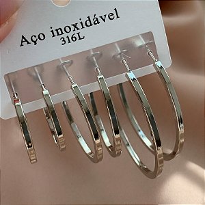 BRINCO KIT ARGOLAS FIO QUADRADO AÇO 316L⭐️