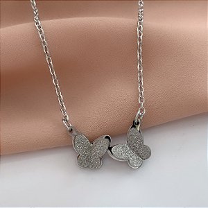 COLAR BORBOLETAS DUPLA  AÇO 316L⭐️