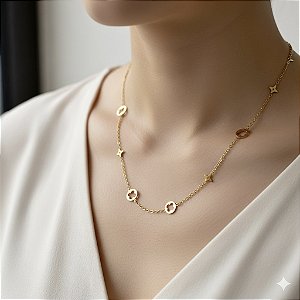 COLAR TREVINHOS DIVERSOS DOURADO AÇO 316L⭐️