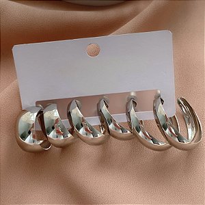 BRINCO KIT ARGOLAS CLÁSSICAS LISAS BIJU