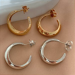 BRINCO ARGOLA DETALHES ZIRCÔNIAS BIJU