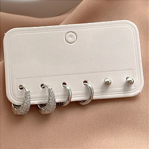 BRINCO KIT ARGOLINHAS LISAS E ZIRCÔNIAS PATRÍCIA BIJU