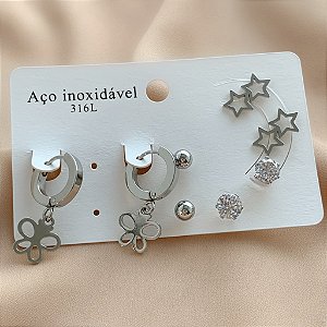 BRINCO KIT BORBOLETA, ESTRELA, BOLINHA E ZIRCÔNIA AÇO 316L⭐️