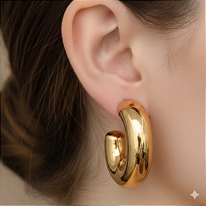BRINCO ARGOLA TUBO OVAL BOLEADA DOURADO AÇO 316L⭐️