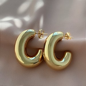 BRINCO ARGOLA TUBO OVAL BOLEADA DOURADO AÇO 316L⭐️