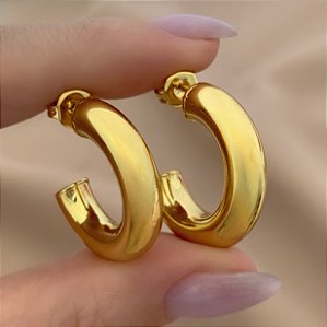 BRINCO ARGOLA TUBO P GROSSA DOURADO AÇO 316L⭐️