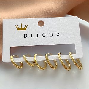BRINCO KIT ARGOLINHAS FINAS OVAIS LISAS ÍSIS BIJU
