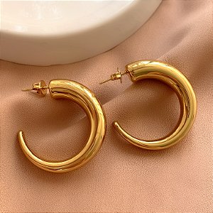 BRINCO ARGOLA FIO AFUNILADO M DOURADO AÇO 316L PREMIUM⭐️