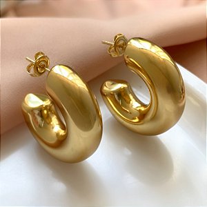 BRINCO ARGOLA GROSSA DOURADO AÇO 316L⭐️