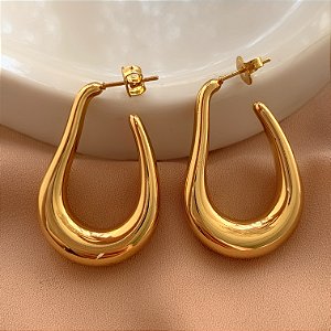 BRINCO ARGOLA FORMATO ANZOL DOURADO AÇO 316L⭐️