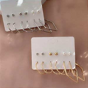 BRINCO KIT ARGOLAS FORMATOS E BRINCOS DELICADOS BIJU