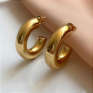 BRINCO ARGOLA CLÁSSICA GROSSA M DOURADO AÇO 316L⭐️