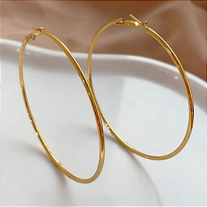 BRINCO ARGOLA CLÁSSICA M FECHO ENCAIXE DOURADO AÇO 316L⭐️