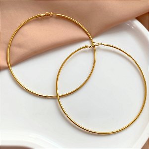 BRINCO ARGOLA CLÁSSICA G FECHO ENCAIXE DOURADO AÇO 316L⭐️