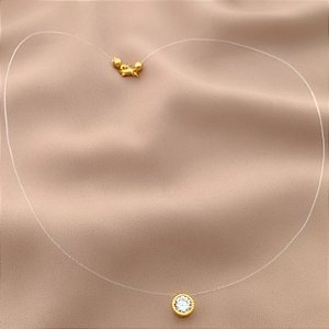 COLAR FIO DE NYLON ZIRCÔNIA FOLHEADO A OURO 18K⭐️