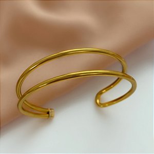 PULSEIRA INFANTIL ARO FIO DUPLO LISO FOLHEADO A OURO 18K⭐️