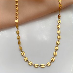 COLAR CHAPINHAS OVAIS DOURADO AÇO 316L⭐️