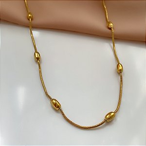 COLAR CORRENTE BOLINHAS OVAIS DOURADO AÇO 316L⭐️