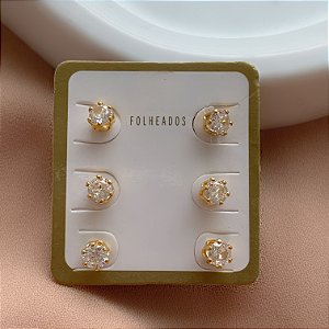 BRINCO KIT PONTOS DE LUZ IGUAIS HIPOALERGÊNICO FOLHEADO A OURO 18K⭐️