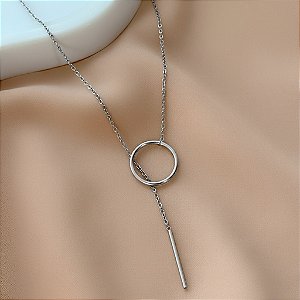 COLAR GRAVATINHA CORRENTE DELICADA CÍRCULO AÇO 316L⭐️