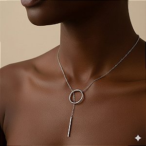 COLAR GRAVATINHA CORRENTE DELICADA CÍRCULO AÇO 316L⭐️