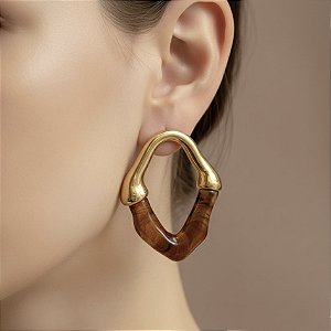 BRINCO ORGÂNICO RESINA DOURADO AÇO 316L⭐️