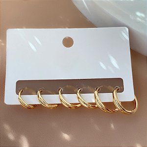 BRINCO KIT ARGOLINHAS LISAS VAZADAS BIJU