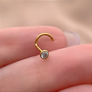 PIERCING NARIZ ANZOL ZIRCÔNIA EMBUTIDA 7MM TITÂNIO GOLD SEMIJOIA PARA PERFURAÇÃO⭐️