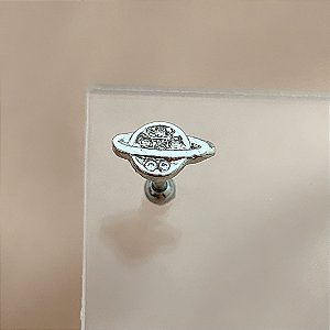 PIERCING CARTILAGEM PLANETA SATURNO ZIRCÔNIAS 6MM HASTE AÇO 316L FOLHEADO A RÓDIO SEMIJOIA PARA ATUALIZAÇÃO⭐️