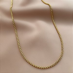 COLAR CORRENTE BOX BOLEADA DOURADO AÇO 316L⭐️