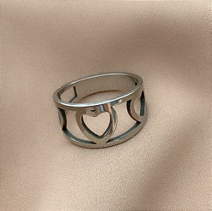 ANEL FILEIRA CORAÇÕES VAZADOS AÇO 316L⭐️