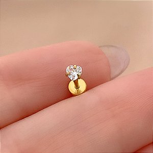 PIERCING CARTILAGEM PONTO DE LUZ CORAÇÃO ZIRCÔNIA 6MM HASTE AÇO 316L FOLHEADO A OURO 18K SEMIJOIA PARA ATUALIZAÇÃO⭐️