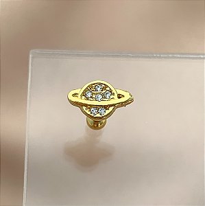 PIERCING CARTILAGEM PLANETA SATURNO ZIRCÔNIAS 6MM HASTE AÇO 316L FOLHEADO A OURO 18K SEMIJOIA PARA ATUALIZAÇÃO⭐️